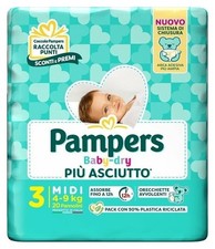 Pampers Baby-Dry Size 3 4-9 Kg 20 Pieces Midi Diapers Made In Italy