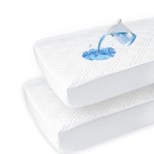 2 Pack Waterproof Crib Mattress Protector, Fit Standard Crib and Mattresses, ...