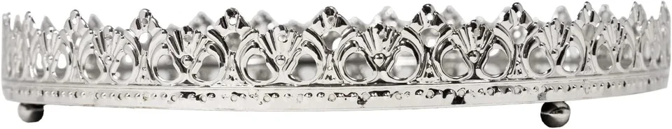 Spiegeltablett, Tablett, Dekotablett, Make up Organizer Kerzentablett Silber - Bild 2 von 4