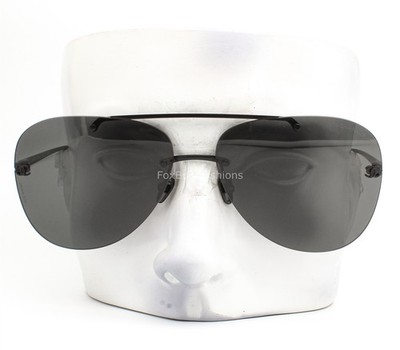 Chanel Rimless Pilot Sunglasses ch4285T 101S4 Black Metal Titanium