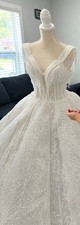 Gorgeous Princess Crystal Ball Gown Wedding Dress Straps Sequin Bead Sweep Train