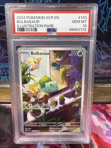 Pokémon TCG Bulbasaur Stellar Crown Illustration Holo Card 143/142 PSA 10
