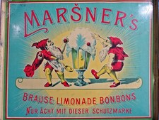 Tolle Jugendstil Blechdose um 1910 Marsners Brause Limonade Bonbons