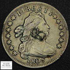 1805 4 Berries Draped Bust Silver Dime 10C (XF+ Details) Solder