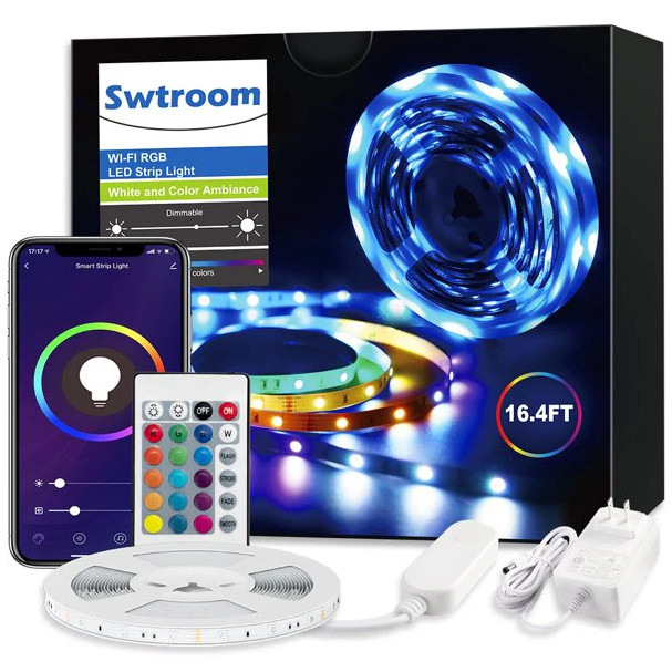 Светодиодные полосы SWTROOM работают с полосами Google Home WiFi RGB LED - Белый