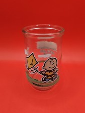 Welch's Peanuts Glass Jelly Jar Charlie Brown Lucy LETS SEE IF IT FLIES