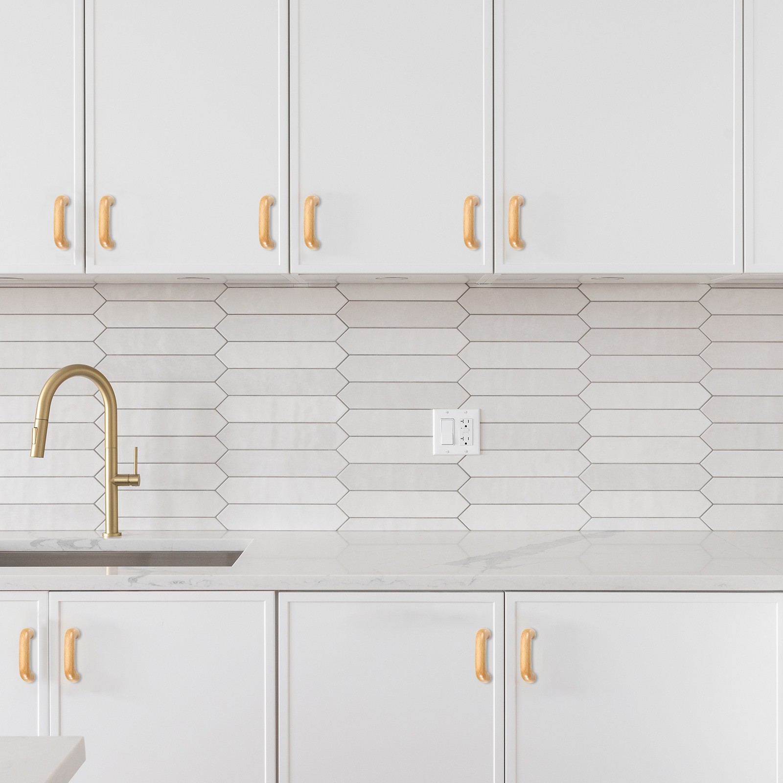 10Pcs Wood 2.52" Hole Spacing Cabinets Drawer Knob Pulls Handles