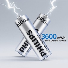 4X Philips AA Lithium Batteries 3600mWh 1.5V  Fast Type-C Charger 2000 Cycles
