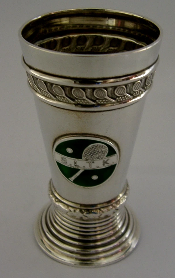 BEAUTIFUL SWEDISH SOLID SILVER TENNIS CUP BEAKER 1902 SPORTING ANTIQUE SLTK - Image 3 of 4
