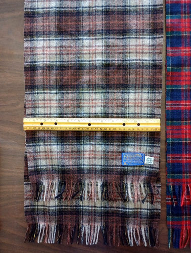 Pendleton Virgin Wool Scarf Adult Red Blue Brown Plaid Fringe Lot of two scarfs - Picture 11 of 11