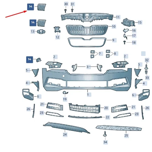 SKODA SUPERB MK3 Front Bumper Trim 3V0853655D041 NEW GENUINE - Picture 3 of 9