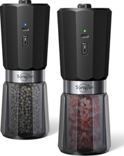 2PCS Electric Salt and Pepper Grinder Set Automatic Grinder Rechargeable Large