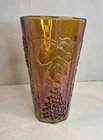 Vintage Indiana Glass Harvest Grape Marigold Amber Carnival Tumbler 6"