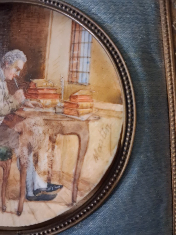 MINIATURE  19ème homme noble ecrivant a son bureau style 18 eme - Photo 3/4