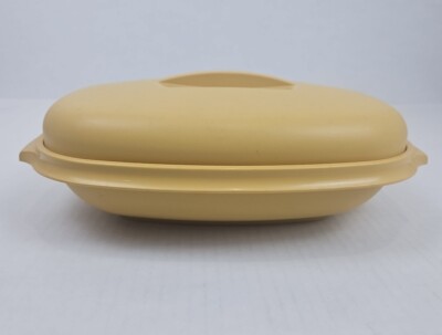 Vintage Tupperware Harvest Gold 2 Piece Set # 1273-2 Plastic Dish Lid Made USA