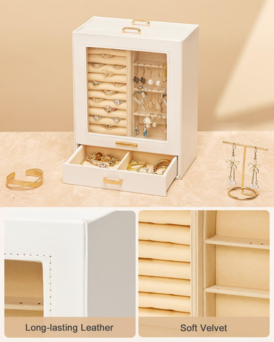 Jewelry Organizer Girls Women Jewelry Box for Necklaces Rings Earrings Gift Brac - Picture 6 of 12