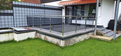 GNL Glas Balkongeländer Edelstahl  mit Glas Balkon Geländer  poliert Rostfrei