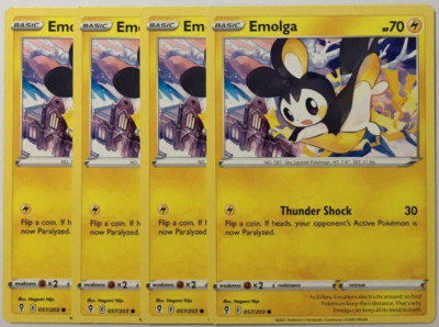 POKEMON 4X EMOLGA 057/203 EVOLVING SKIES COMMON NEAR MINT-PLAYSET
