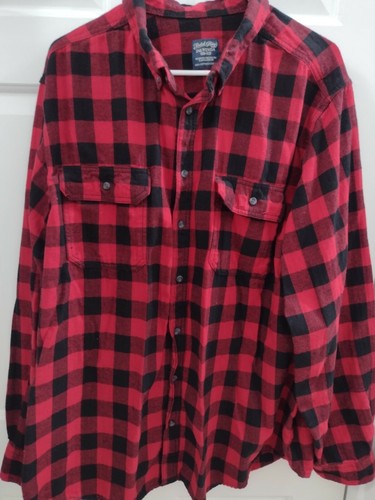 Faded Glory Flannel Red Black Plaid 