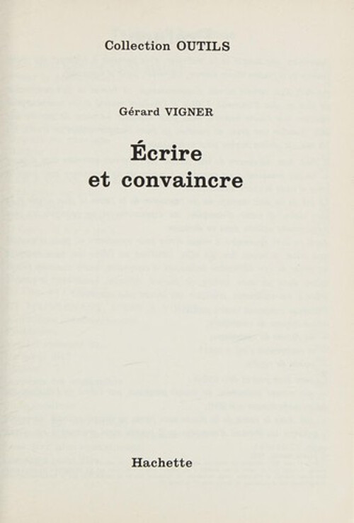 Ecrire et Convaincre Paperback Collection Outils