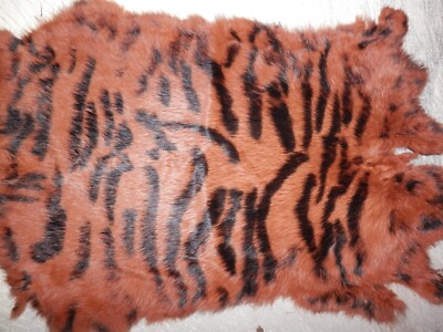 11''x16'' STENCILED TIGER Rabbit Skin Hide Pelt Craft #1649
