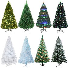 4/5/6/7FT Artificial Holiday Christmas Tree with LED Lights/Pre-Lit/Snowy Decor