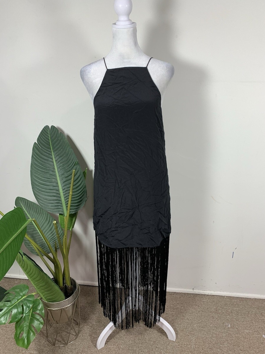 white dress with black trim Contrast Trim Knit Mini Dress