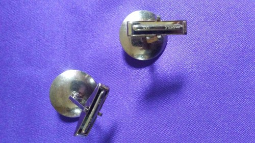Vintage Shirt Cufflinks, Gold and Pearl Precious Stone - Picture 4 of 12