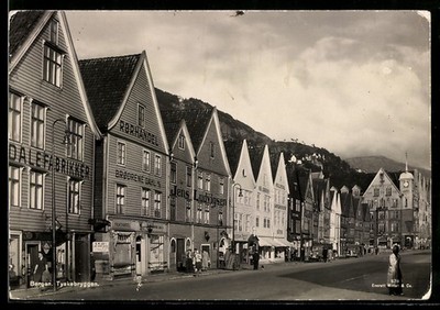 Ansichtskarte Bergen, Tyskebryggen, Rorhandel Brodrene Dahl 