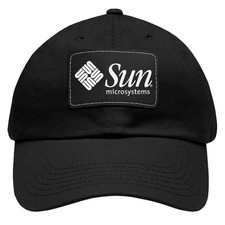 Sun Microsystems Company Black Dad Hat with Leather Patch - Adjustable Size