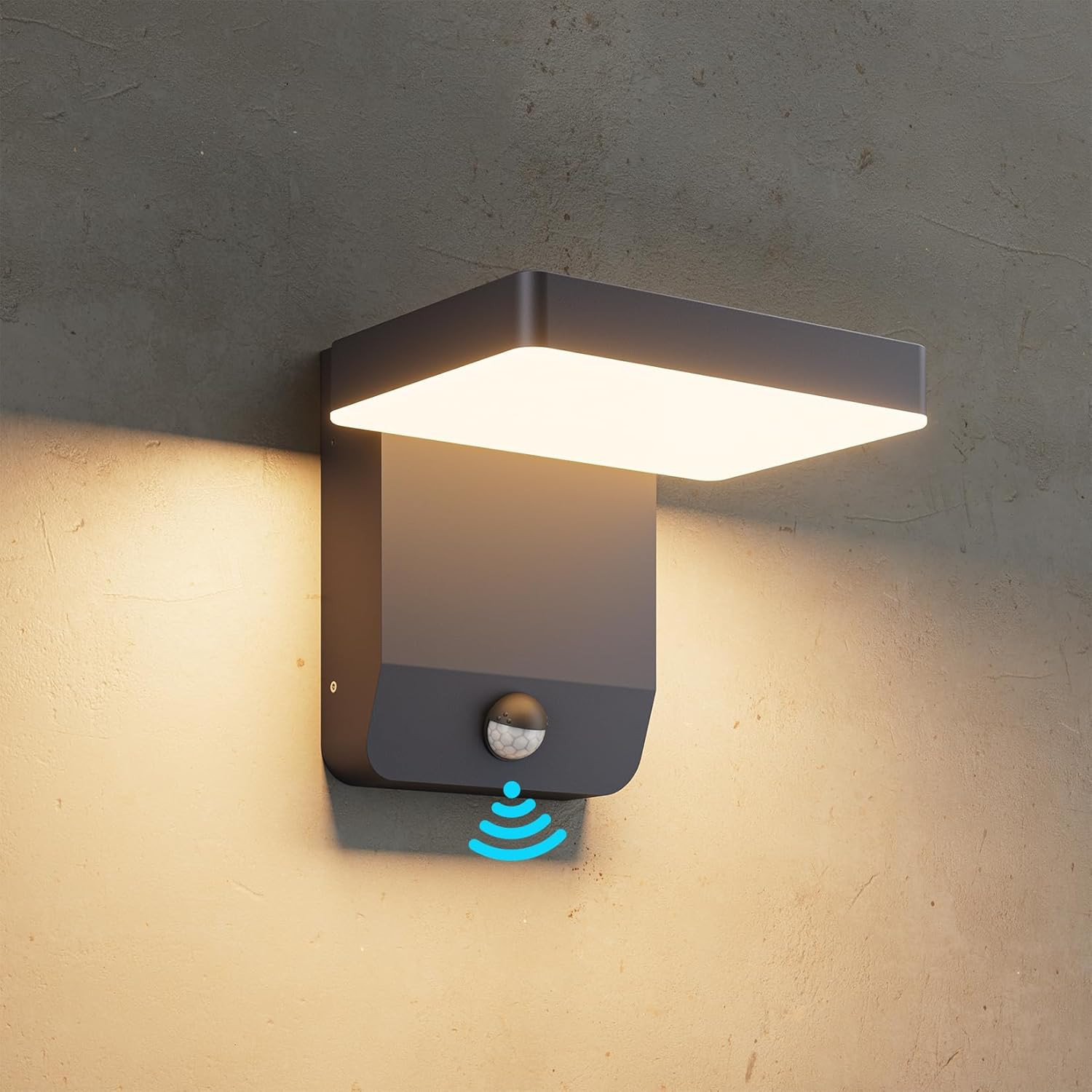LED Applique Con Sensore Di Movimento, 20W Lampada Da Parete Esterno Bianco Cald
