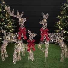 4ft 3-Piece 2D Lighted Christmas Deer Family Set Large Outdoor Yard Reindeer NEW