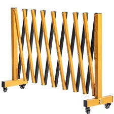 11FT Industrial Expandable Barricade Folding Security Gate with Wheels,Retractab