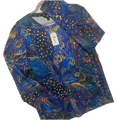 Shall We NWT Modern Abstract Print Blouse Stretchy W-Sz XXL Artsy