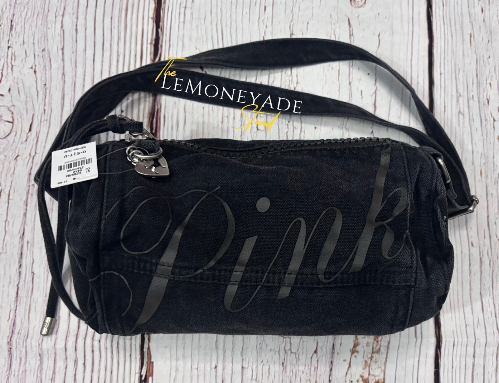 VS PINK Black Canvas Rolled Duffle Shoulder Bag  - SOLD OUT VIRAL SENSATION!!