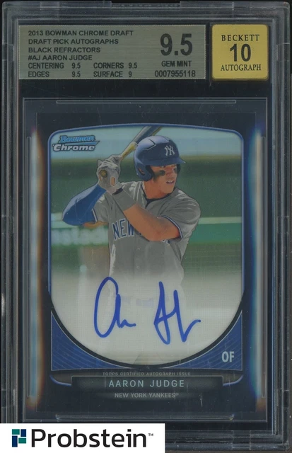2013 Bowman Chrome Black Refractor Aaron Judge RC Rookie 8/35 BGS 9.5 mit 10 Auto