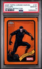 2025 Topps Chrome Marvel Cyclops #107 Orange Refractor /25 PSA 10