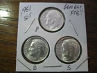 1951 P, D, & S Roosevelt Dime Gem BU! FTB Set of # Coins!