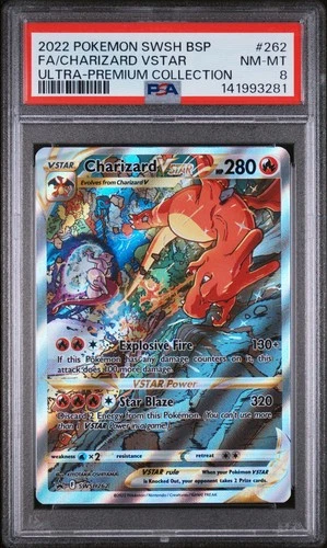 2022 POKEMON SWSH BLACK STAR PROMO #262 FULL ART/CHARIZARD VSTAR PSA 8