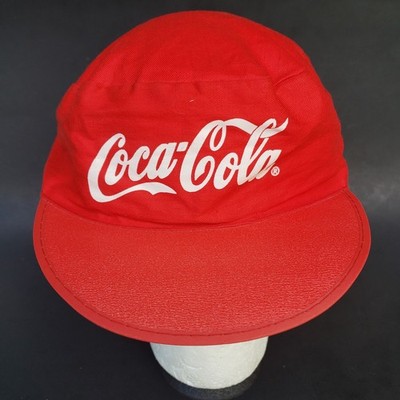 Vintage Coca Cola Coke Red & White Painters Hat Adult One Size Plastic Brim 