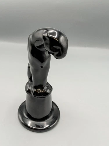 Haeger Art Pottery Royal Hickman Gloss Black Panther Seated on Pedestal Figurine