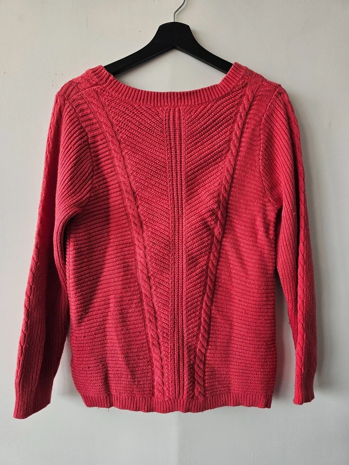 Juicy Couture коралловый розовый кабель вязаный свитер L женщин длинным рукавом Y2K стиль - Изображение 2 из 4