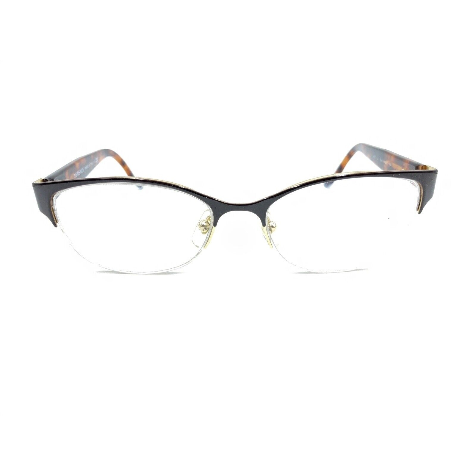 Versace 1222 1344 Dark Brown Tortoise Half Rim Eyeglasses Frames 53-17 140 Italy thumbnail 6