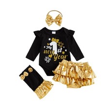 Newborn Baby Girl New Years Outfit 1st Letter Long Sleeve Romper Tutu Skirts ...
