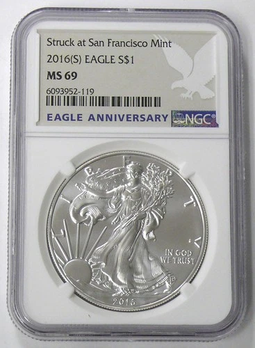 2016 (S) MS-69 STRUCK AT SAN FRANCISCO MINT, EAGLE 30TH ANNIVERSARY NGC LABEL