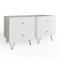 Pair Bedside Tables 2 Drawer Nightstands Bedroom Storage
