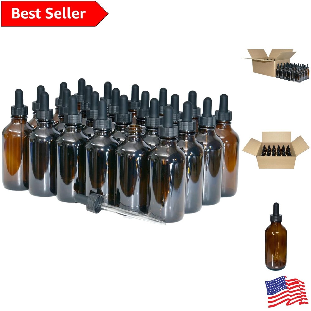 UV-Protected Amber Glass Dropper Bottles - Bulk Pack of 24 for Easy Dispensing