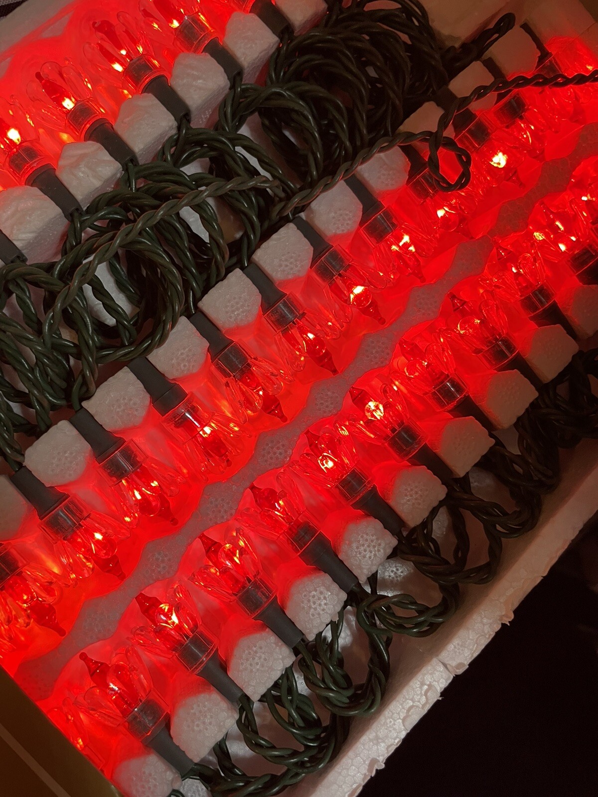 Vintage Petal Reflector Christmas Lights Clear Petals With Red Bulbs