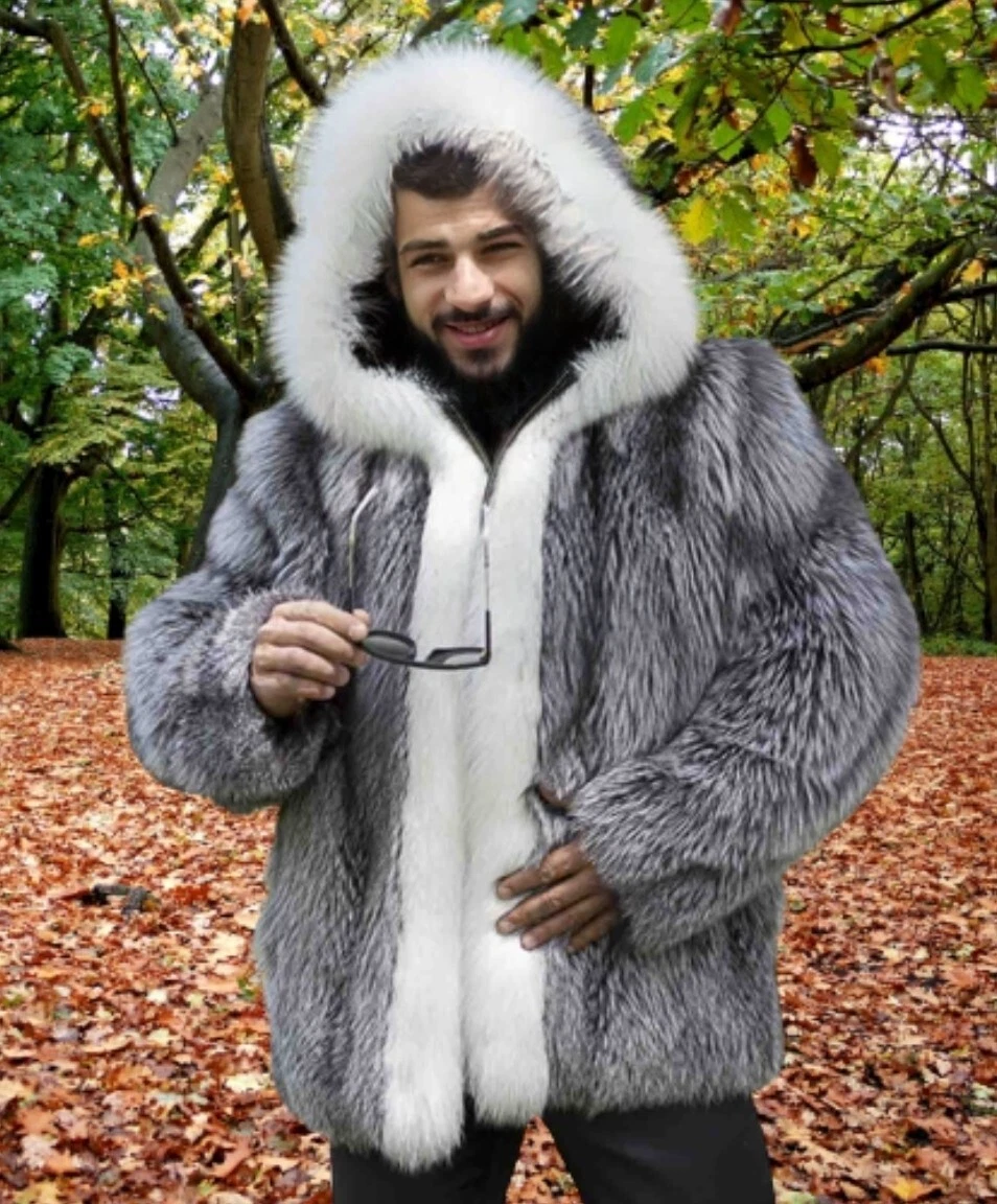 Men's White Fox Fur Coat