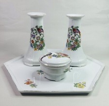 Vintage 4 Piece Porcelain Czechoslovakia Dressing Table / Vanity Set With Tray